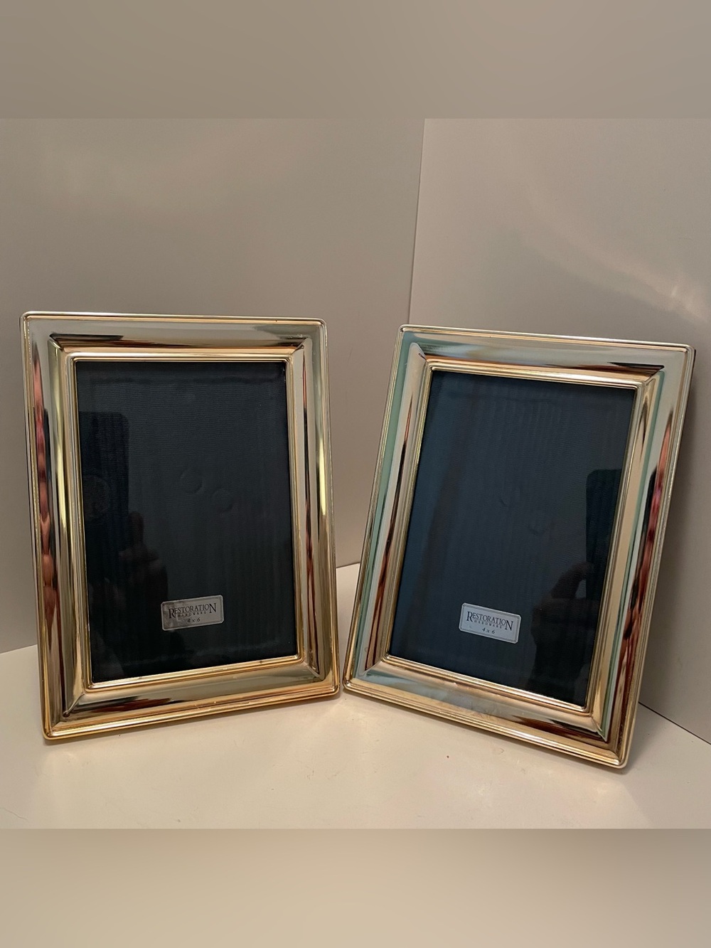 Set Of 2 Vintage Restoration Hardware 4x6 Photo Frames Brass